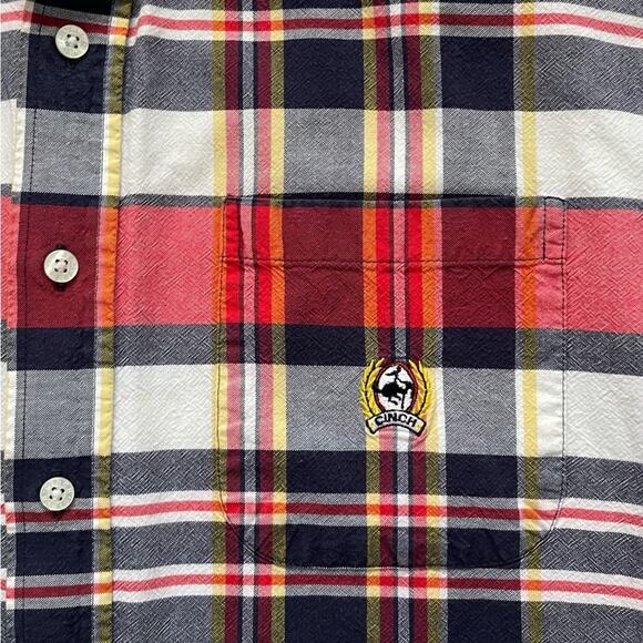 Cinch Men’s Red, White, and Navy Plaid Long Sleeve Button Down Shirt Size Large - Picture 3 of 8
